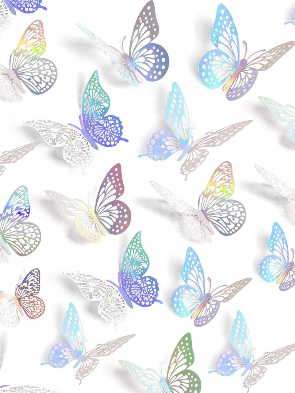 3D Butterfly Wall Decor 48 Pcs Laser Butterfly Birthday Decoration